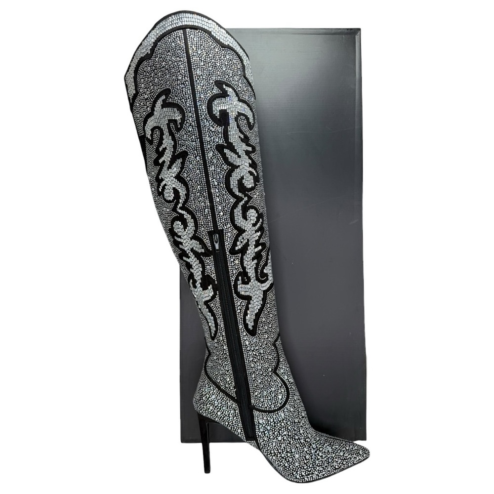 INC Iresa4 Rhinestone Crusted Western Style OTK Heeled Womens Boots Size 7M - Picture 13 of 15